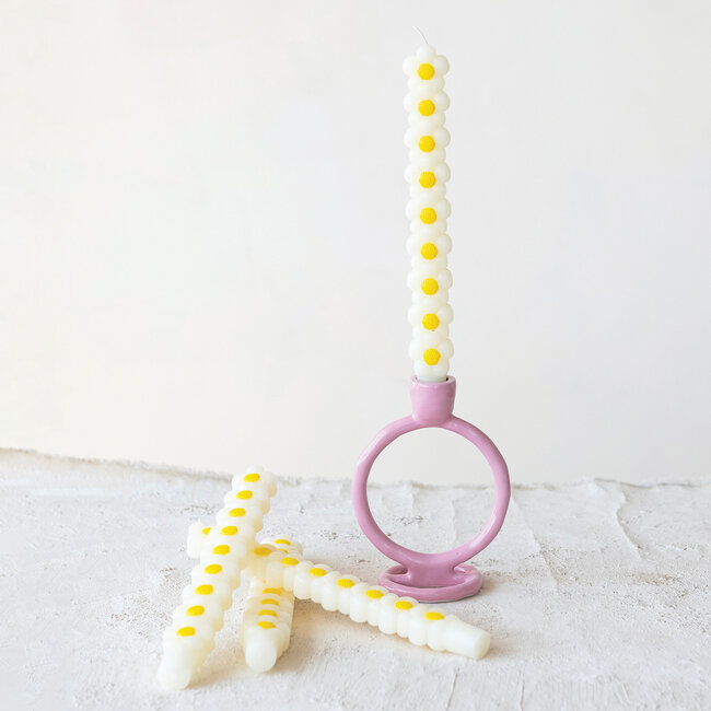 Unscented Daisy Taper Candle Set of 2