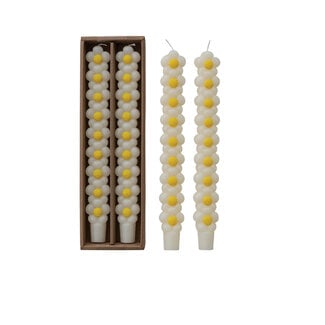 Unscented Daisy Taper Candle Set of 2