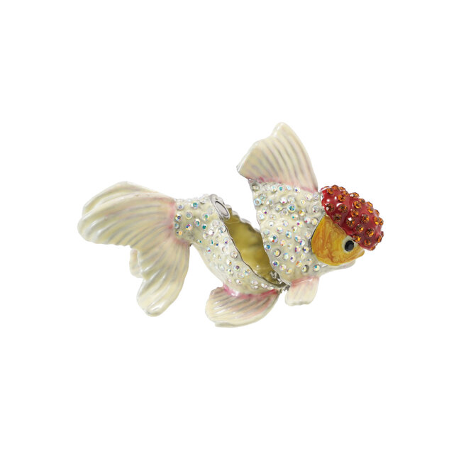 Enameled Metal Goldfish Trinket Box