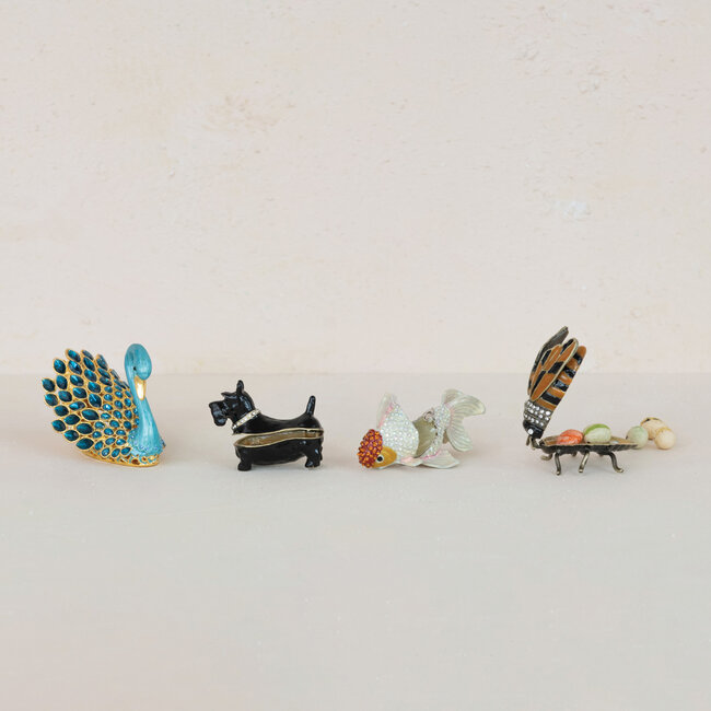 Enameled Metal Goldfish Trinket Box