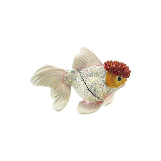 Enameled Metal Goldfish Trinket Box