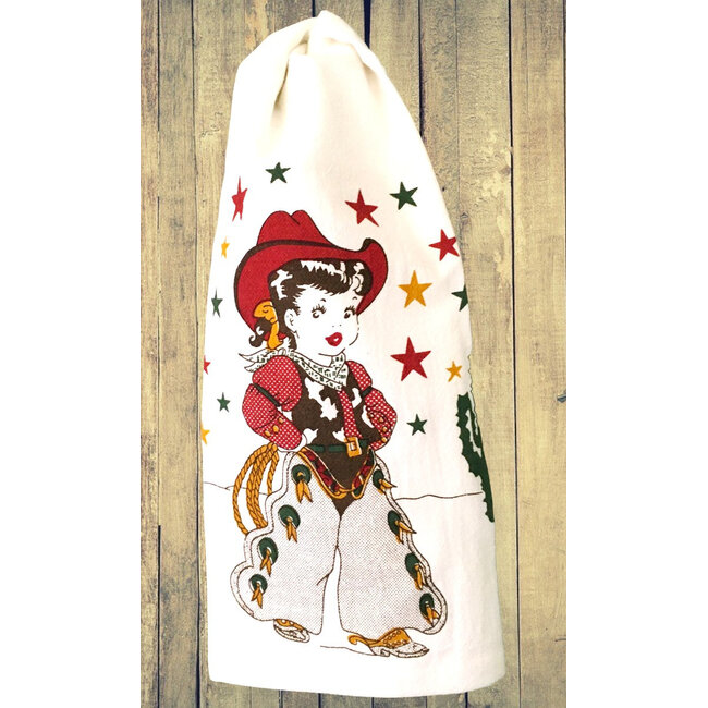 Little Cowgirl Retro Flower Sack Towel