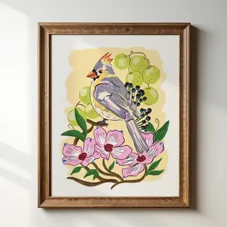 Tara Reed Carolina Cardinal & Muscadines Art Print 8x10