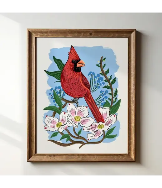 Tara Reed Carolina Cardinal w/Dogwood Art Print 8x10