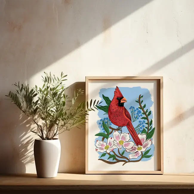 Tara Reed Carolina Cardinal w/Dogwood Art Print 8x10