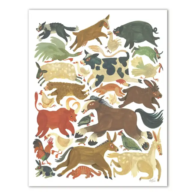 Farm Animals Print 11x14