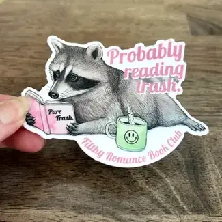 Ox & Ink Romance Reading Raccoon Sticker