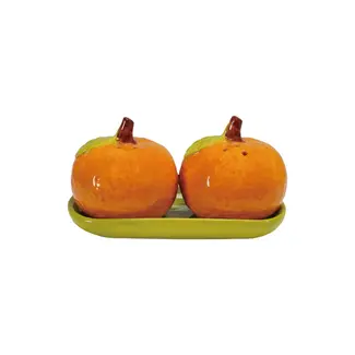 Clementine Salt & Pepper Shaker Set w/Tray