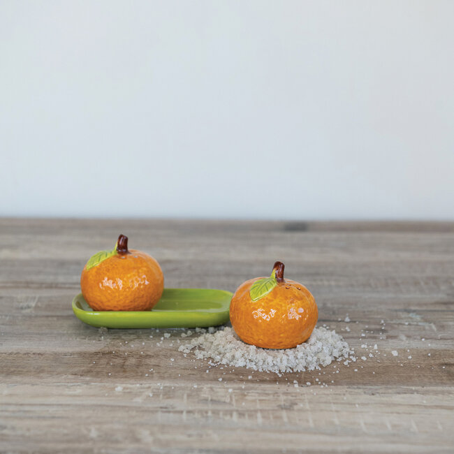 Clementine Salt & Pepper Shaker Set w/Tray