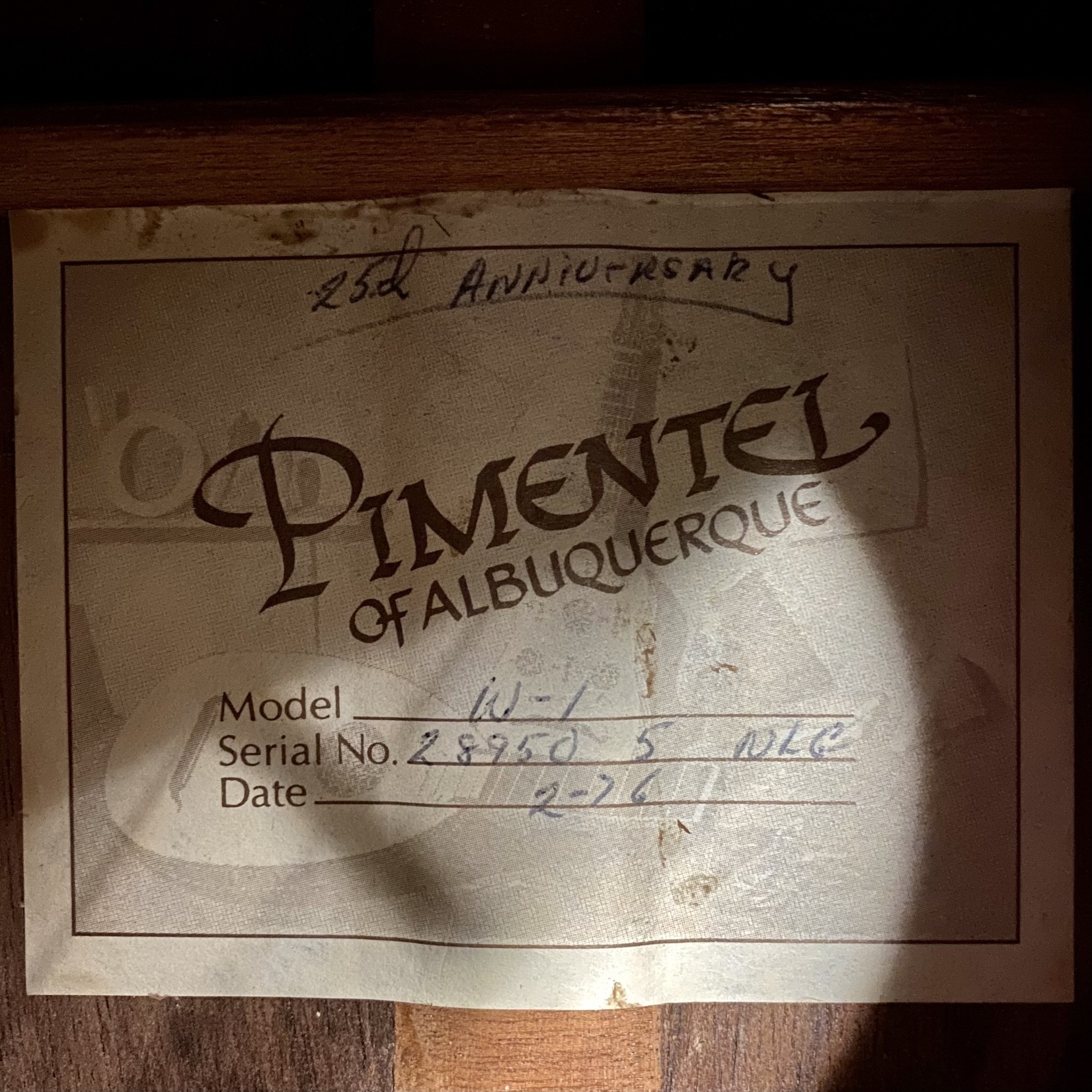 Pimentel 1976 Pimentel W-1 /w HSC