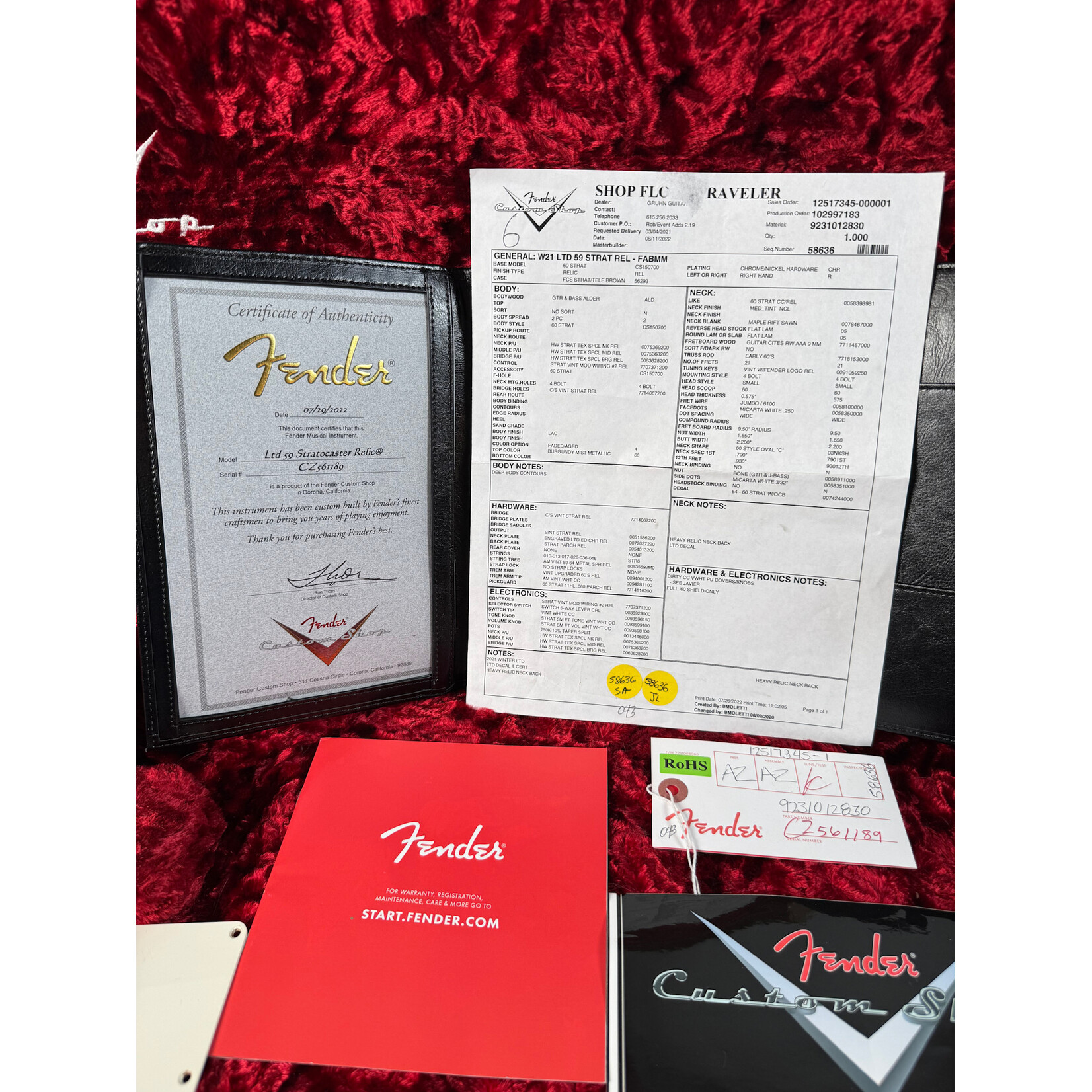 Fender 2022 Fender Ltd 59 Stratocaster Relic Burgundy Mist