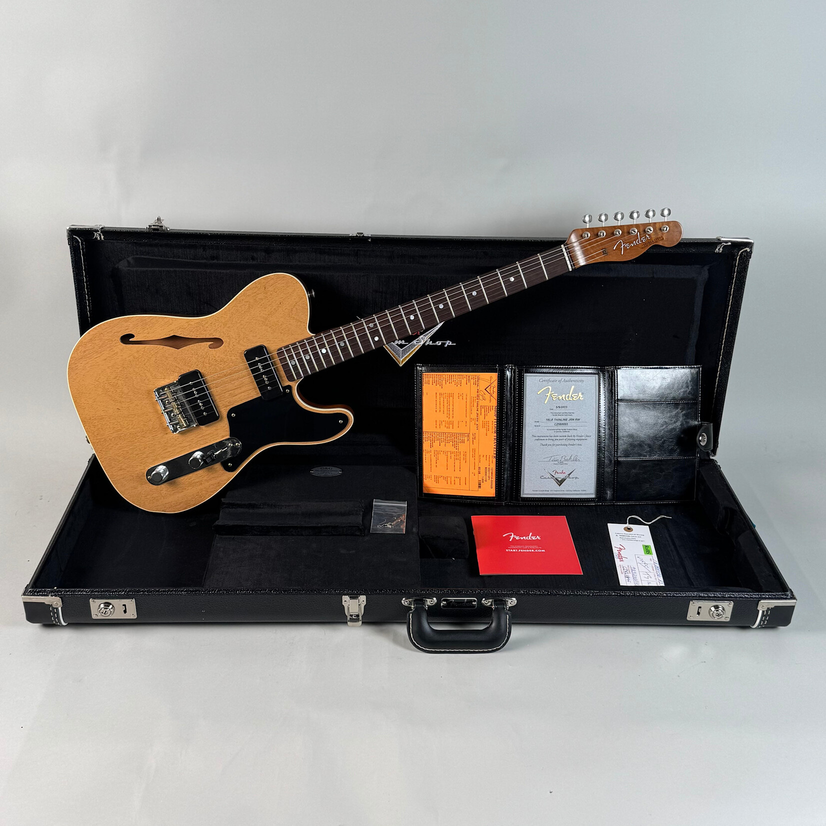 Fender 2023 Fender Custom Shop Michigan Mahogany P-90 Telecaster Thinline Aged TV Yellow