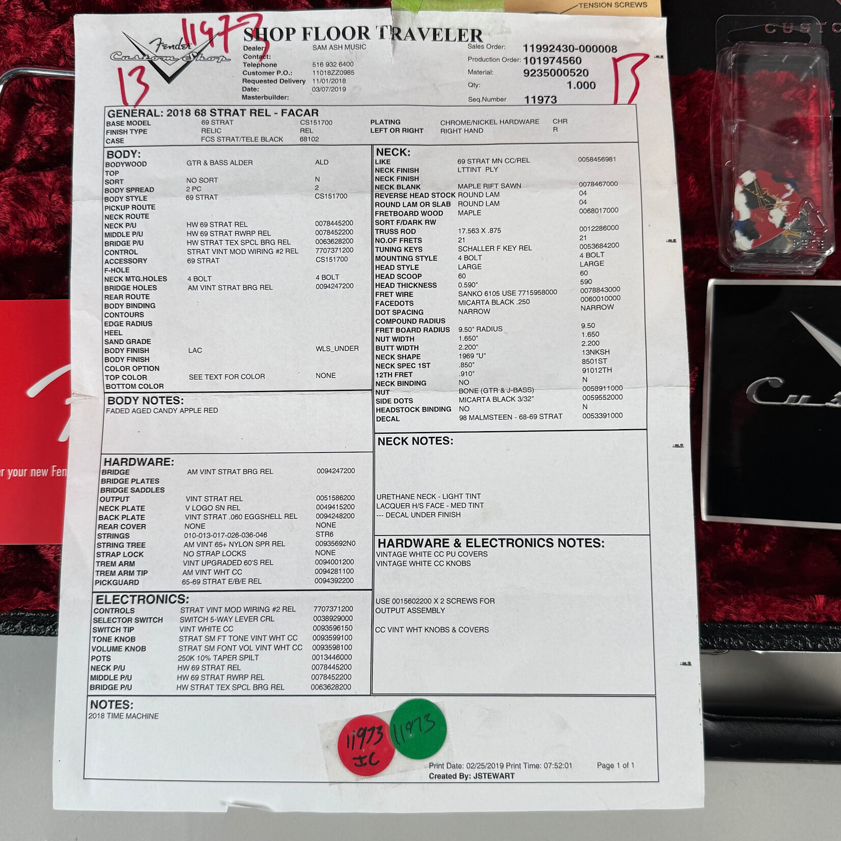 Fender 2019 Fender Custom Shop ‘68 Relic Stratocaster Faded Candy Apple Red