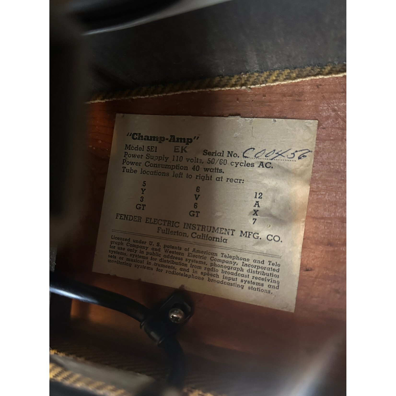 Fender 1955 Fender Tweed Champ 5E1 (changed transformer)