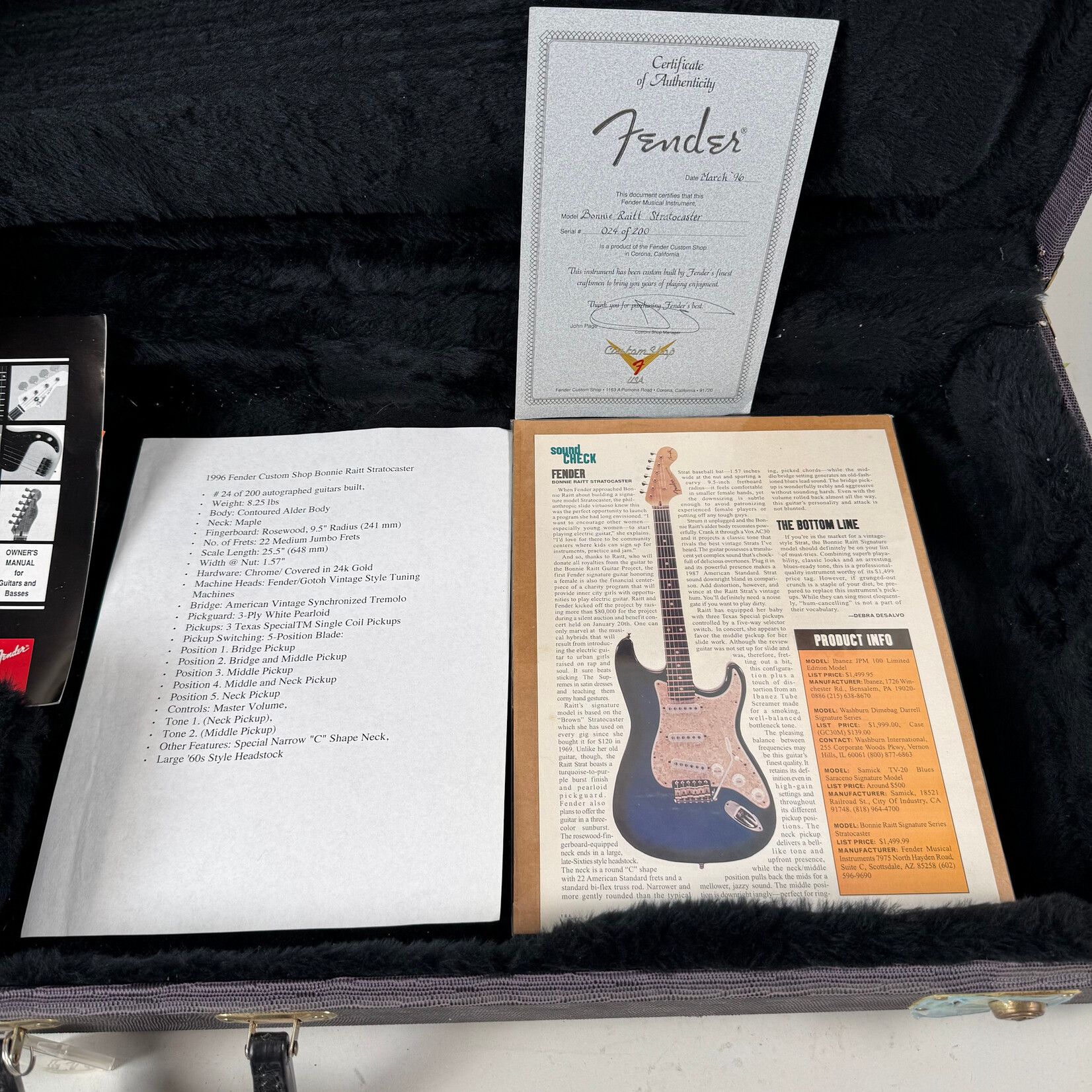 Fender 1996 Fender Bonnie Raitt Custom Shop Stratocaster 24 of 200