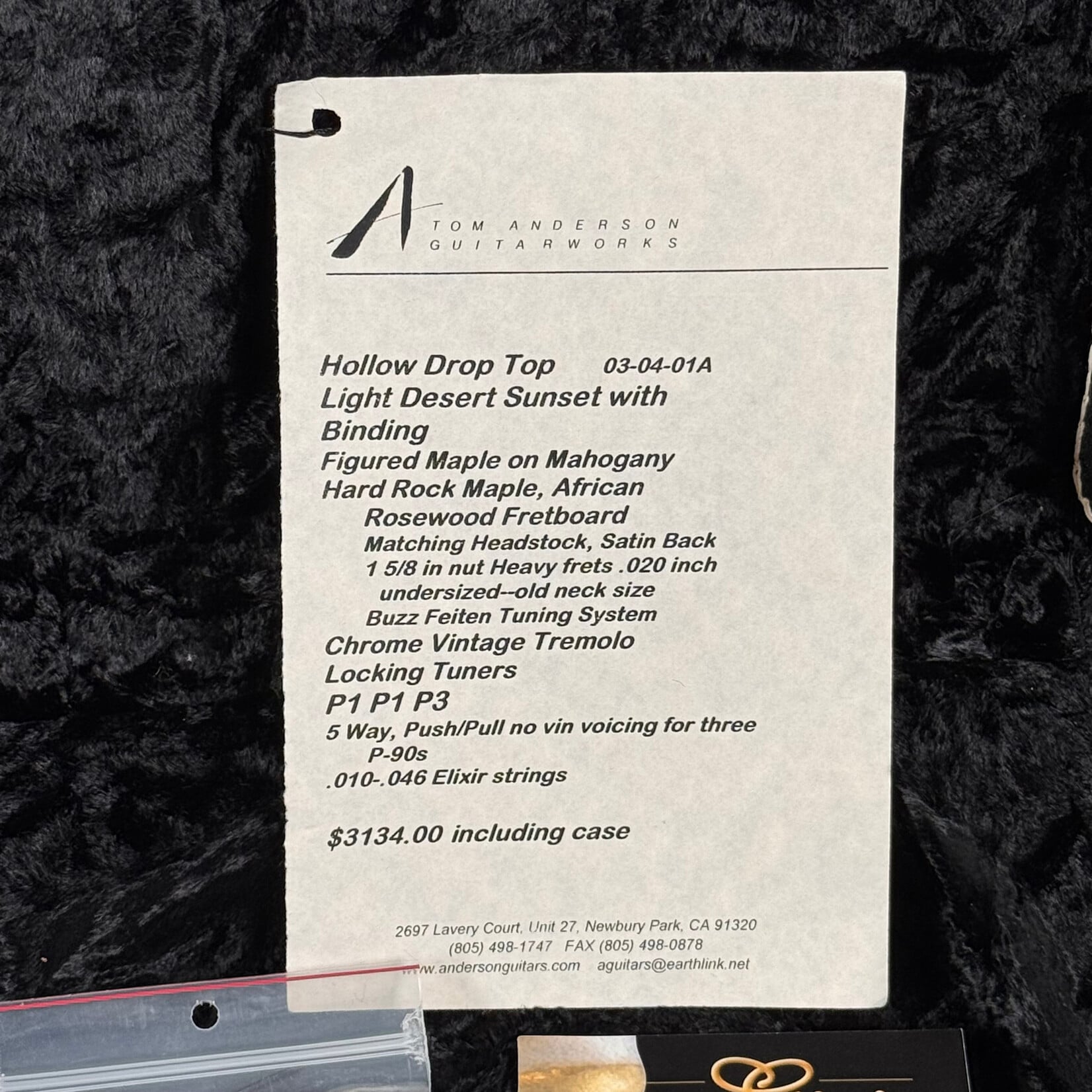 Tom Anderson 2001 Tom Anderson Hollow Drop Top Light Desert Sunset