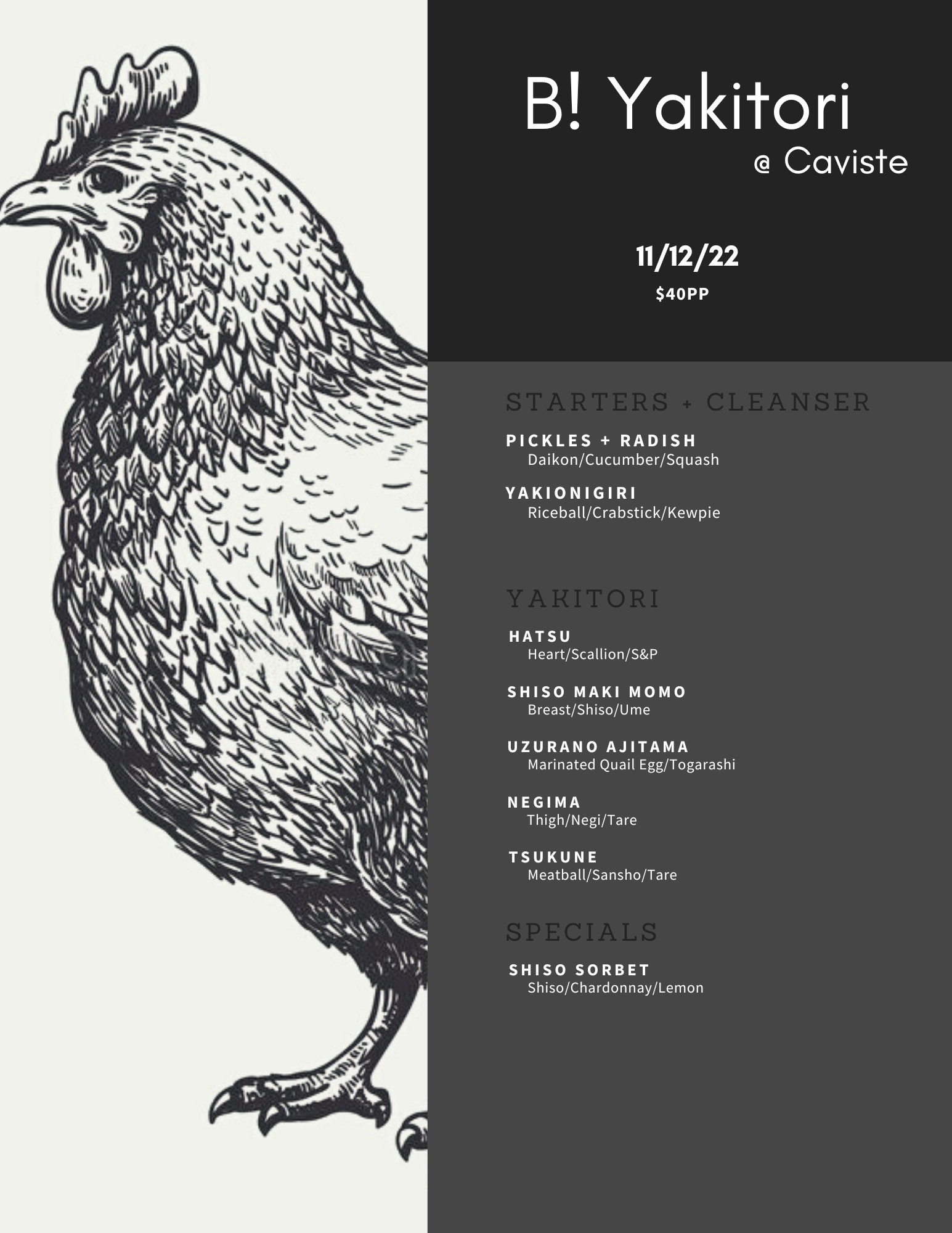 November wines and a Yakitori pop-up