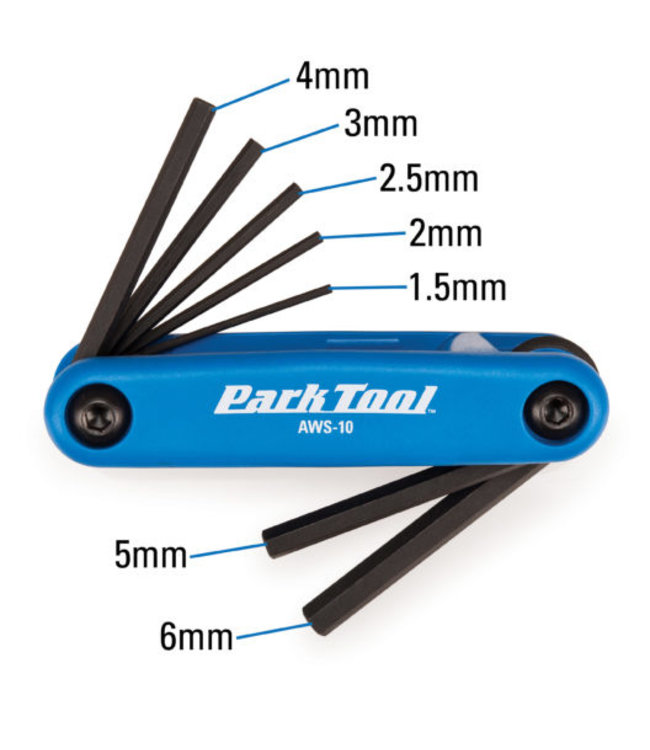 Park Tool AWS-10 Clés hexagonales repliables - 1.5mm, 2mm, 2.5mm, 3m, 4mm, 5mm et 6mm