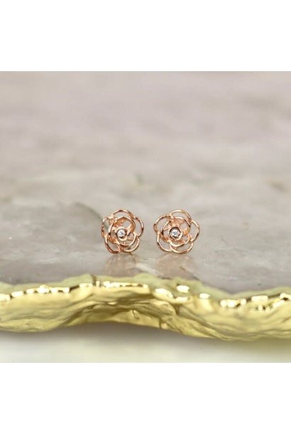 Dainty Rosette Studs - Rose Gold