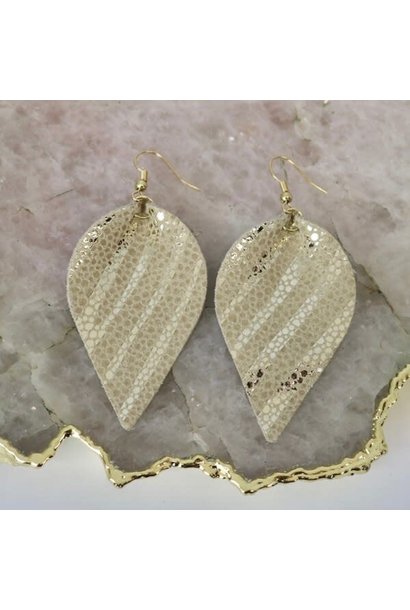 Earrings: Gold Leather Swirl