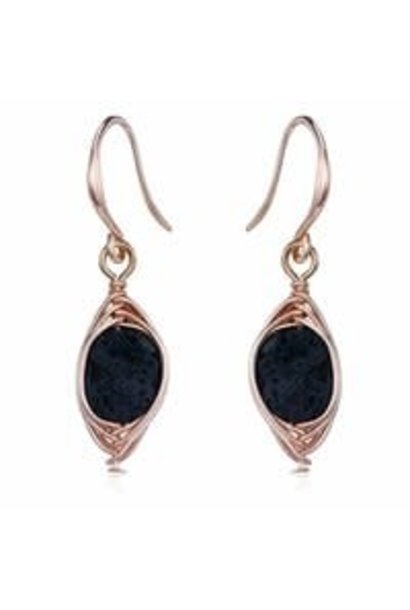 Kate Rose Gold Wrapped Lava Stone Earring