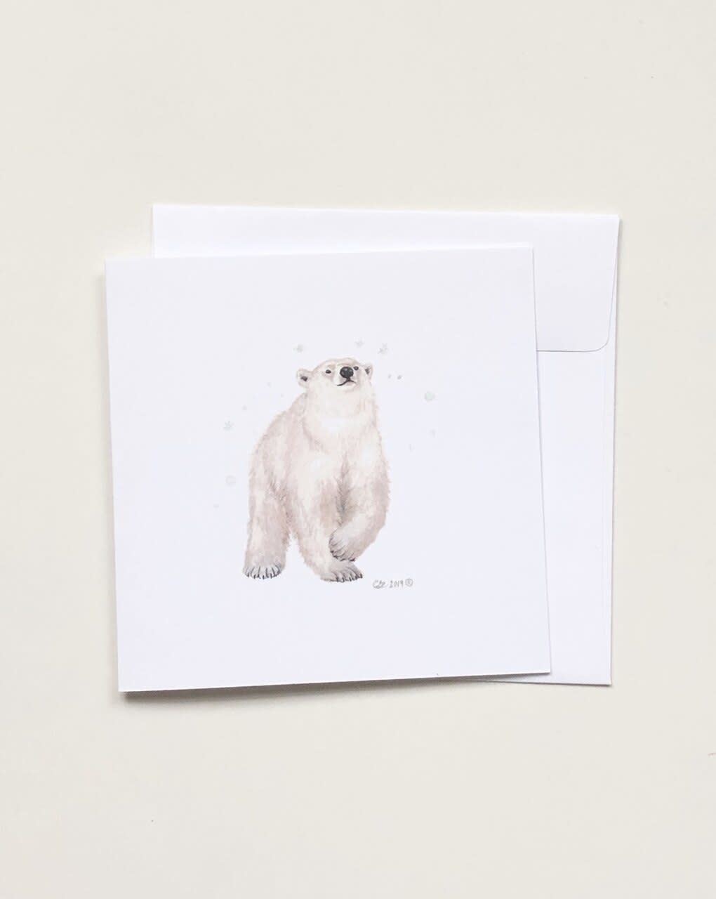 Watercolour Polar Bear (5x5 Card/Frameable Art Print)-1