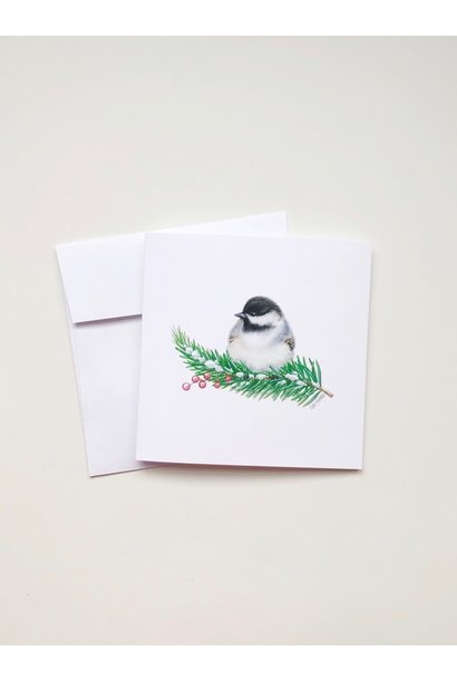 Watercolour Chickadee (5x5 Card/Frameable Art Print)