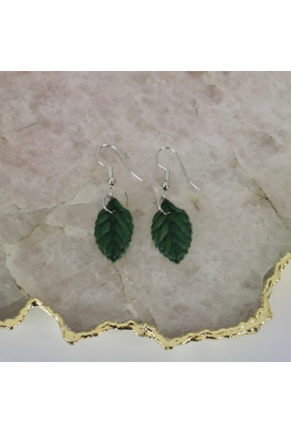 Earrings: Petite Green Leaf