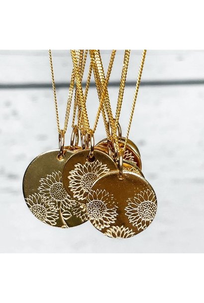 Sweet Sunflower Necklace 5/8" Disk (Gold)
