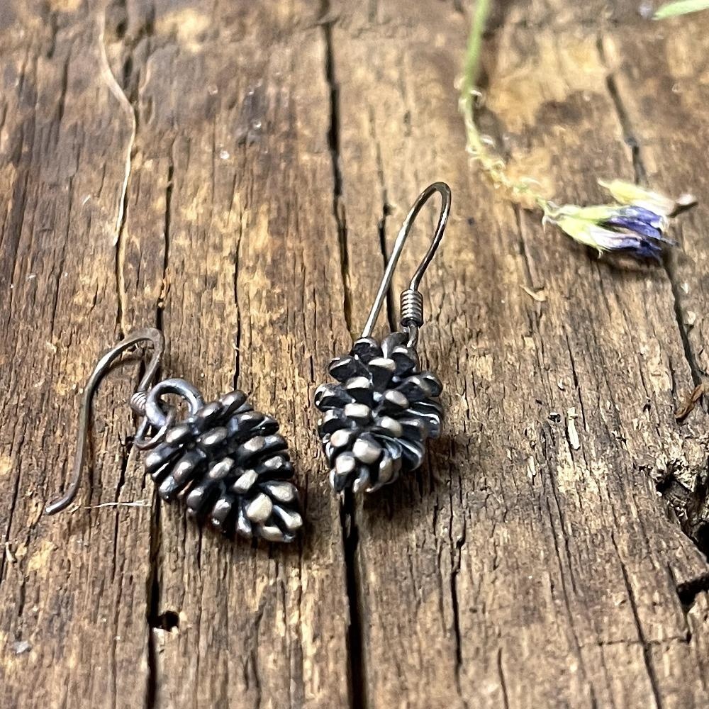 Sterling Pine Cones Earrings-2