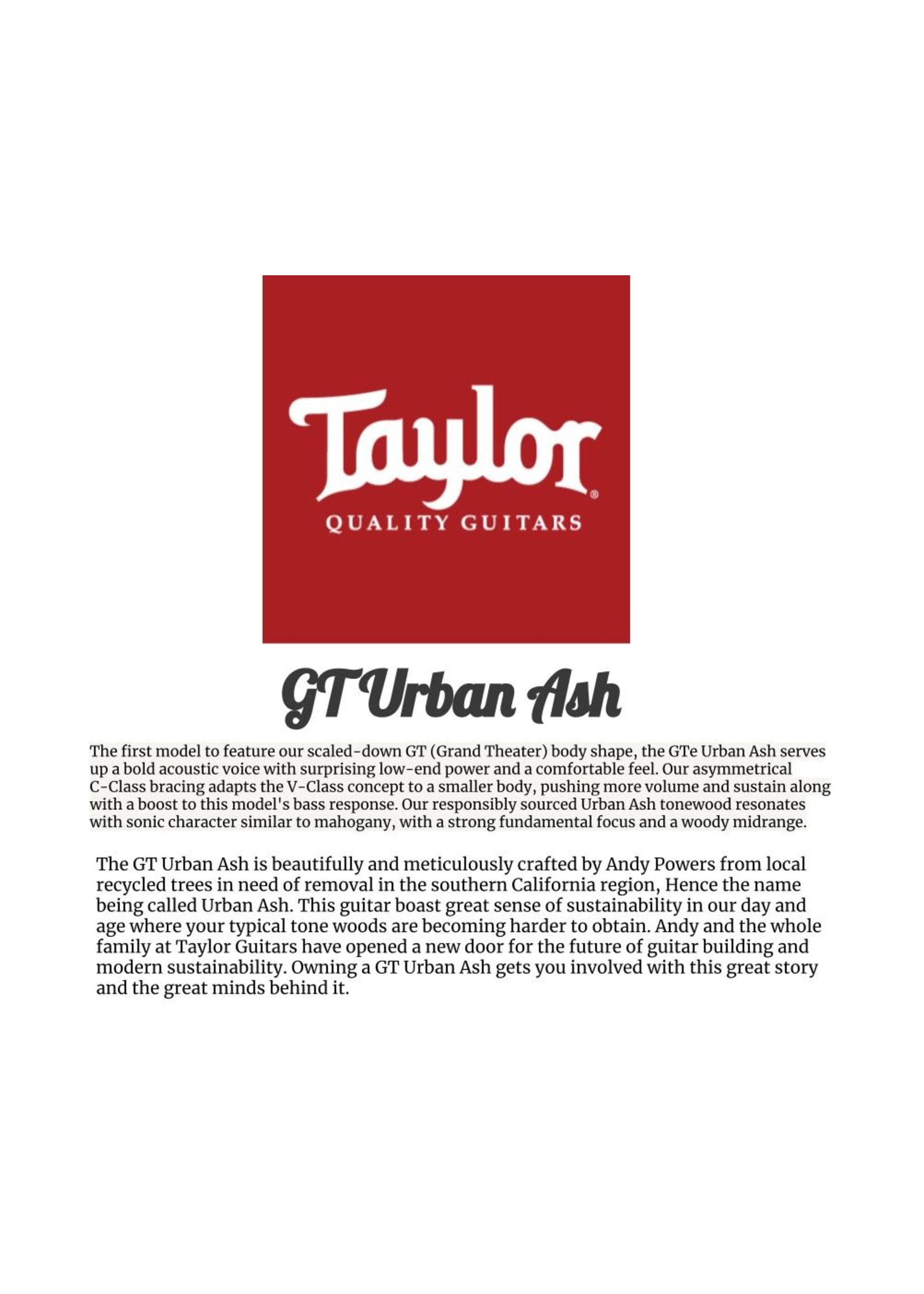 Taylor Guitars TAYLOR GT URBAN ASH W/AEROCASE