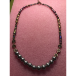 by Emiko Brand New Handmade by Emiko "Hint Mardi Gras" Jewelry Necklace made with Glass Beads, Freshwater Pearl & Czech Crystal