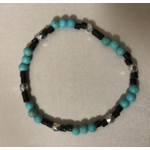 by Emiko Brand New Handmade by Emiko "Black & Blue w/ Silver" Jewelry Stretch Bracelet