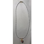 by Emiko Pink Rhodonite Gemstone on Miyuki Delica Seed Beads Cord w/ Gold Plated Lobster Claw Clasp