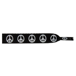 Shoelaces Express SHOELACES PRINTED-WHITE-PEACE-SIGN ON BLACK FLAT COTTON 3/8" WIDE 45" LONG
