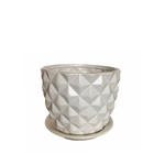 Gline Matte White Ceramic Pixel with Saucer 18cm