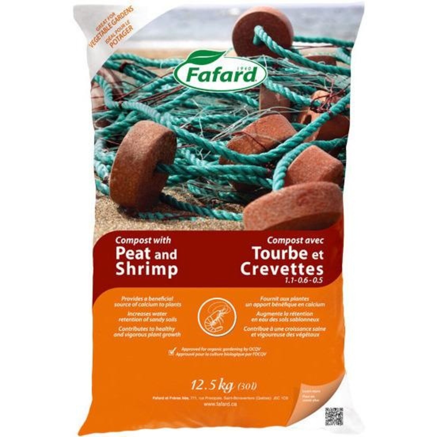 Fafard Compost avec tourbe et crevettes (Bio)  30L