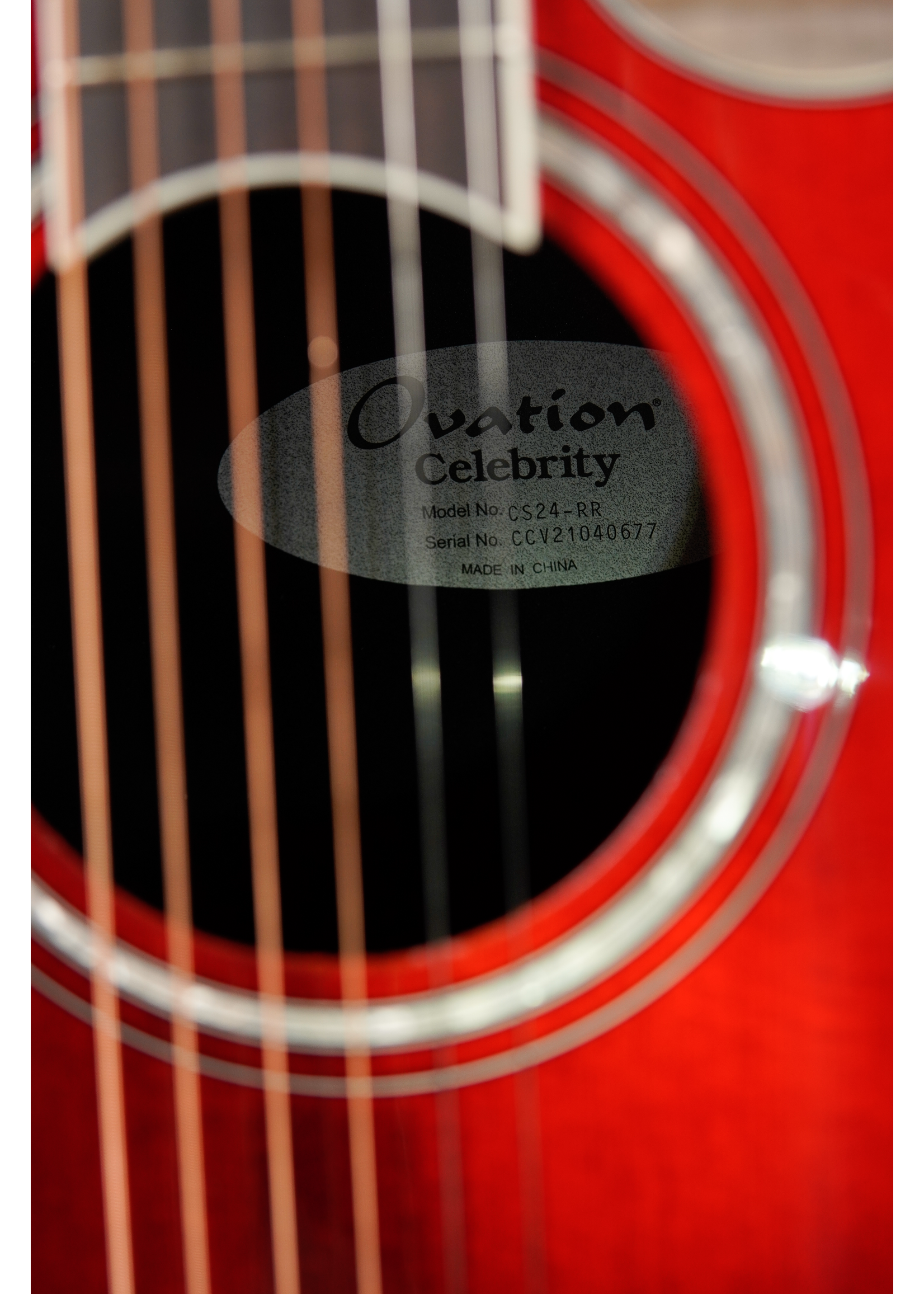 Ovation Ovation Celebrity Standard E-Acoustic Guitar CS24-RR, CS/Cutaway, Ruby Red, Mid-Depth