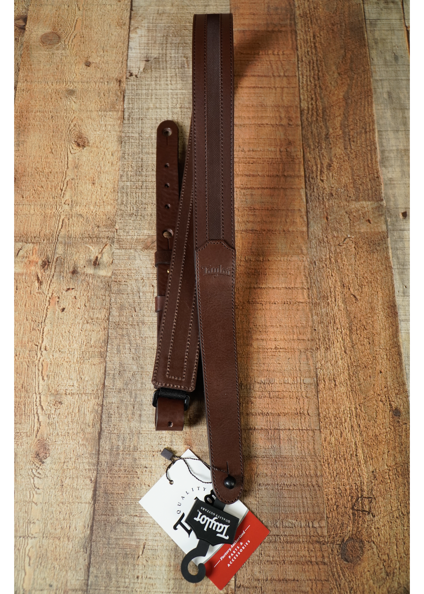 Taylor Taylor Slim Leather Strap, Chocolate Brown w/ Engraving,1.50",Emobossed Logo