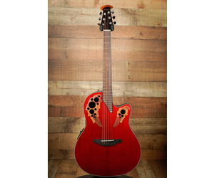 Ovation Ovation Celebrity Elite CE44-RR, MS/Cutaway, Ruby Red, Mid-Depth