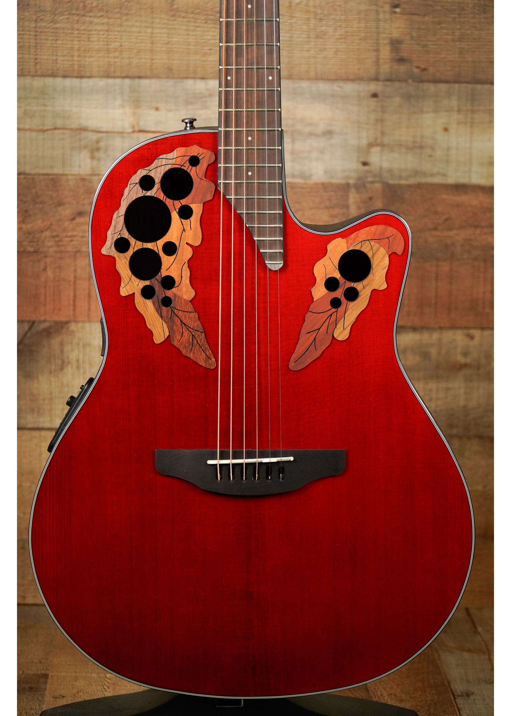 Ovation Ovation Celebrity Elite CE44-RR, MS/Cutaway, Ruby Red, Mid-Depth