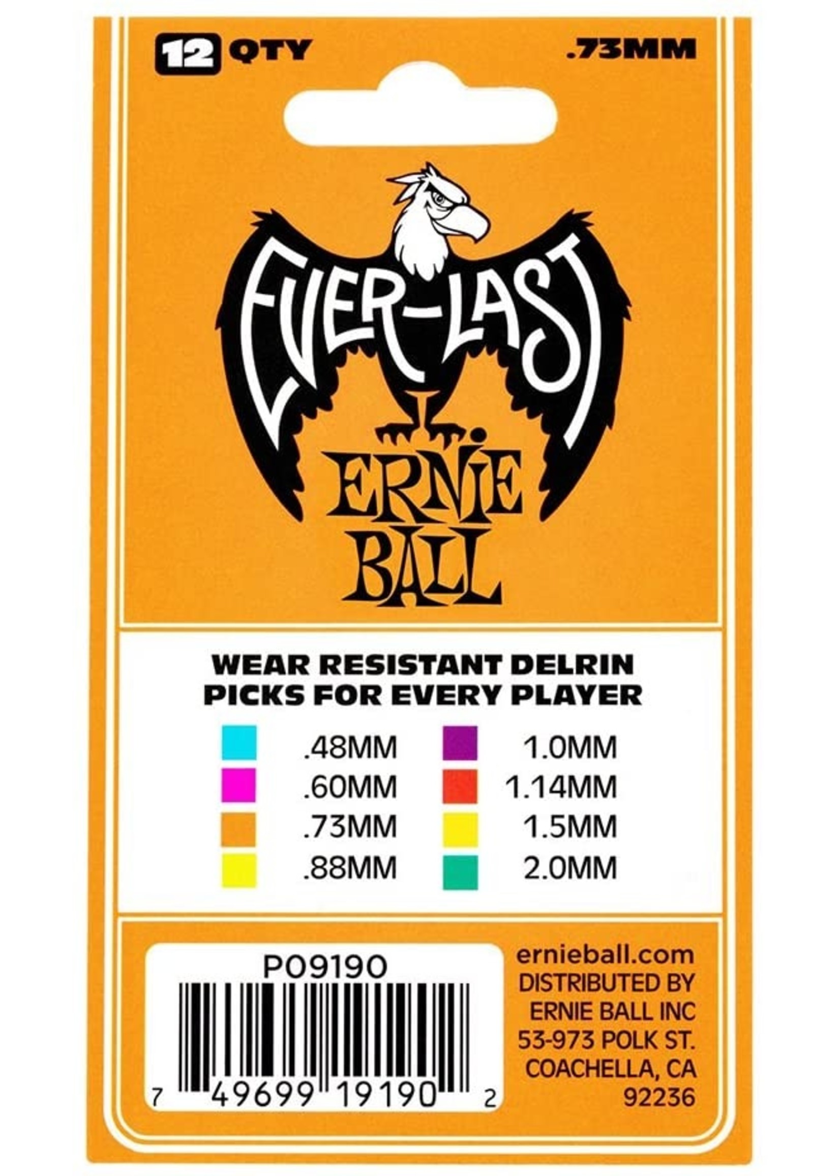 ernie ball Ernie Ball .73mm Orange Everlast Picks 12-pack