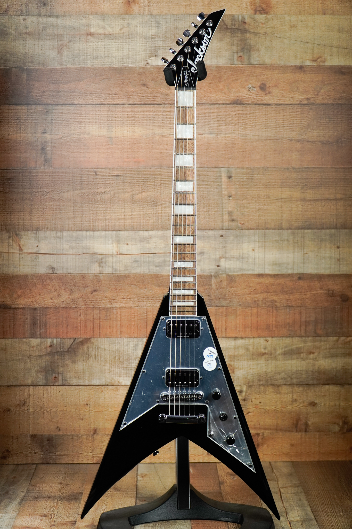 Jackson X Series Signature Scott Ian King V™ KVXT, Gloss Black with Mirror  Pickguard