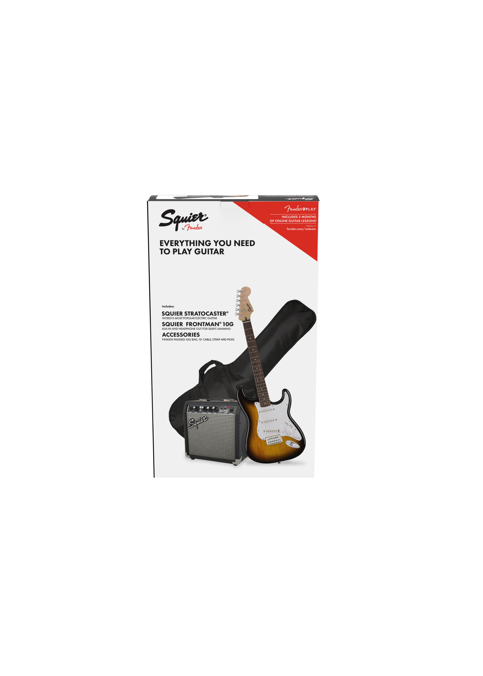 Squier Squier Stratocaster® Pack, Laurel Fingerboard, Brown Sunburst, Gig Bag, 10G - 120V