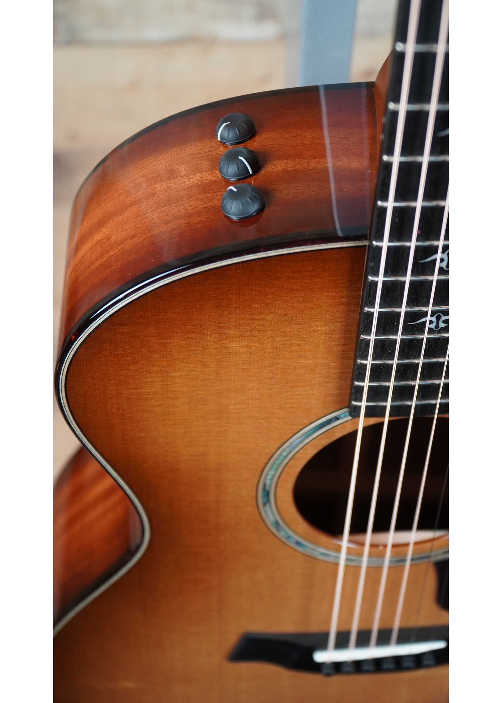 Taylor Taylor 6-String | Sitka Spruce Top | Urban Ironbark Back and Sides | Tropical Mahogany Neck | West African Crelicam Ebony Fretboard | Expression System® 2 Electronics | Venetian Cutaway | Taylor Deluxe Hardshell Brown Case