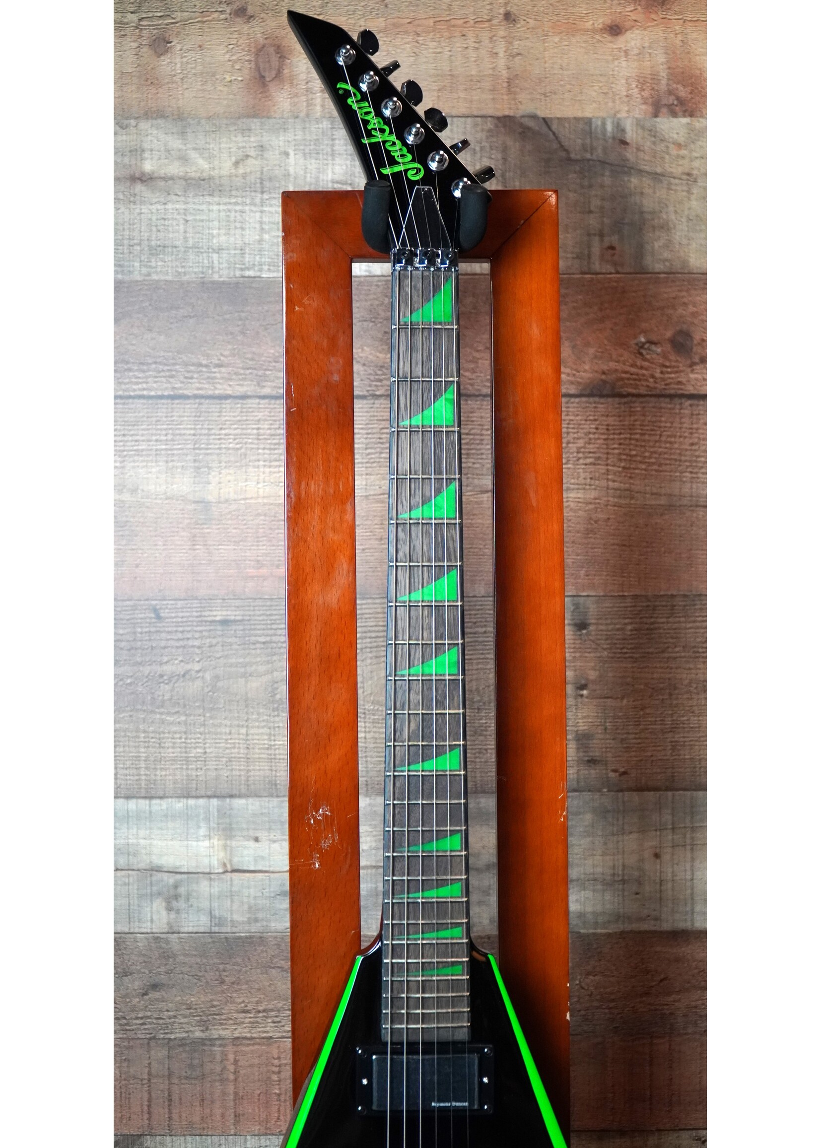 Jackson Jackson X Series Rhoads RRX24 , Laurel Fingerboard, Black with Neon Green Bevels