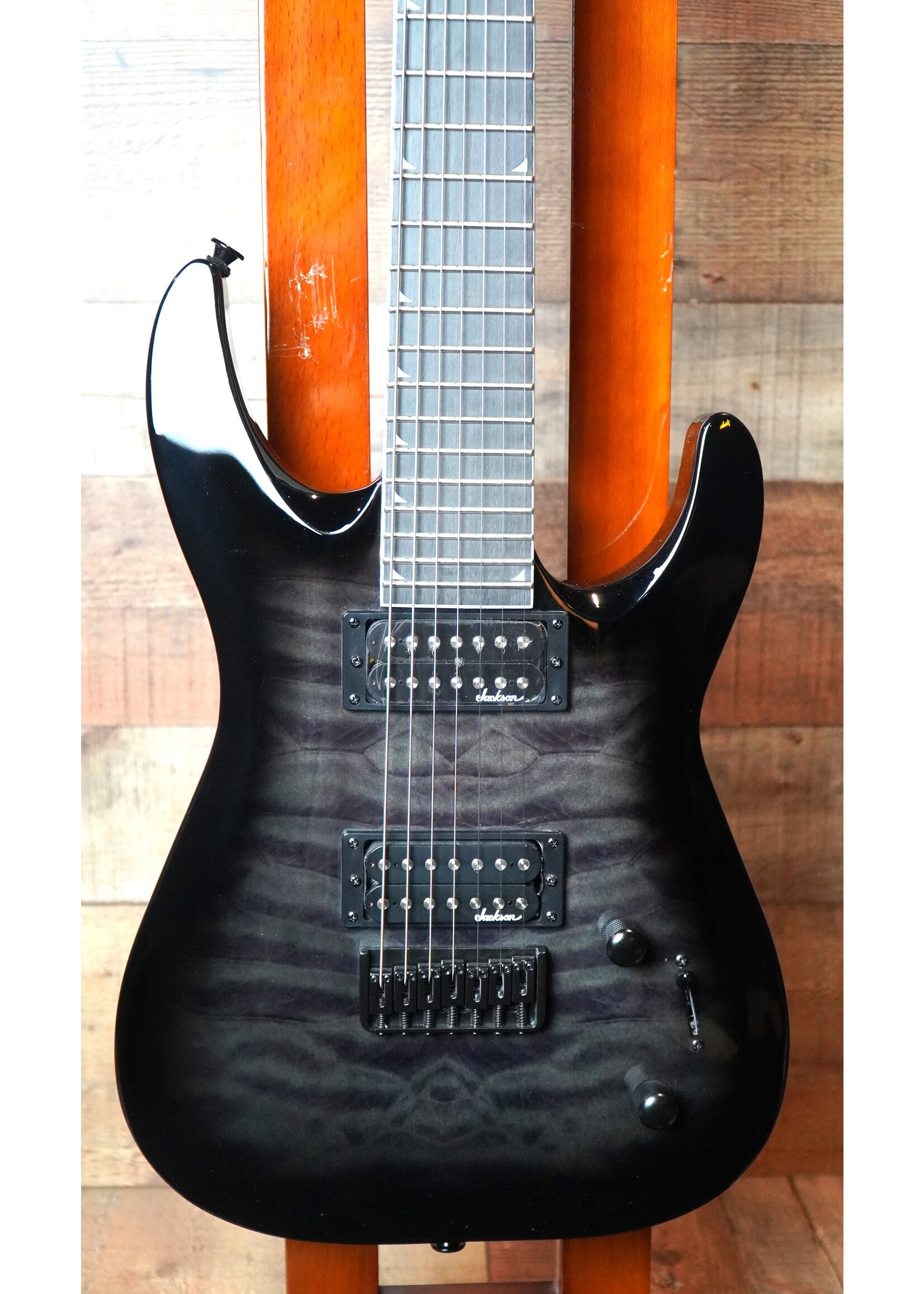 Jackson JS Series Dinky® Arch Top JS22Q-7 DKA HT, Amaranth Fingerboard, Transparent Black Burst