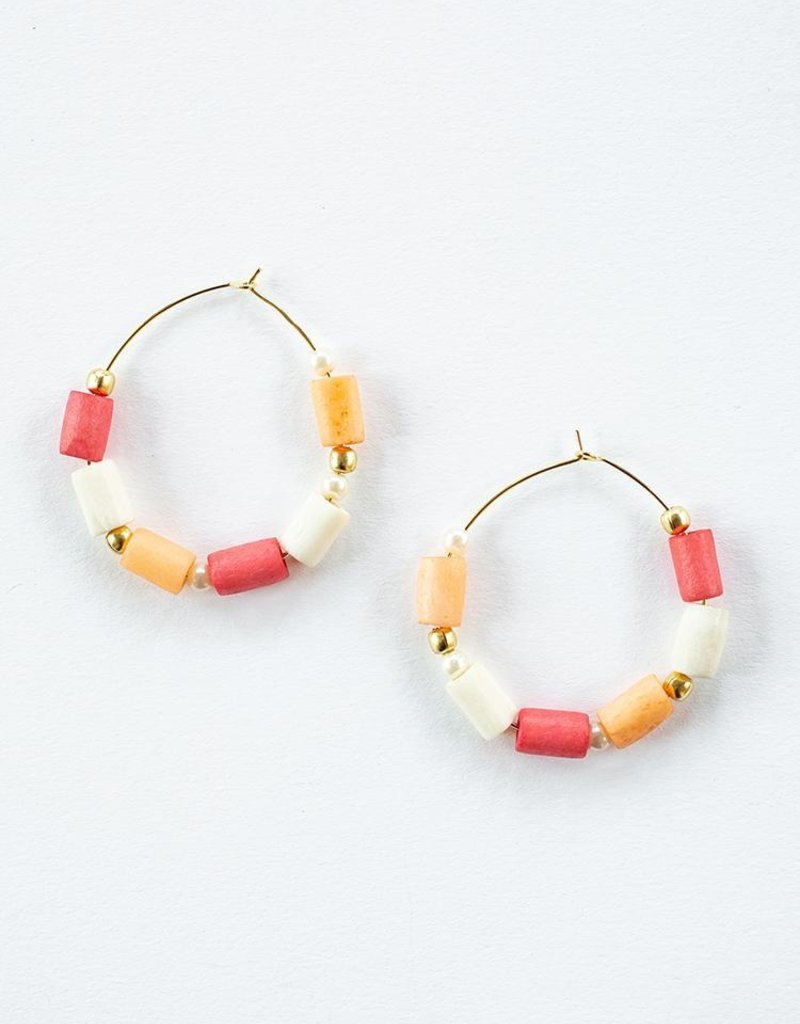 Mata Traders Emily Hoop Coral Earrings