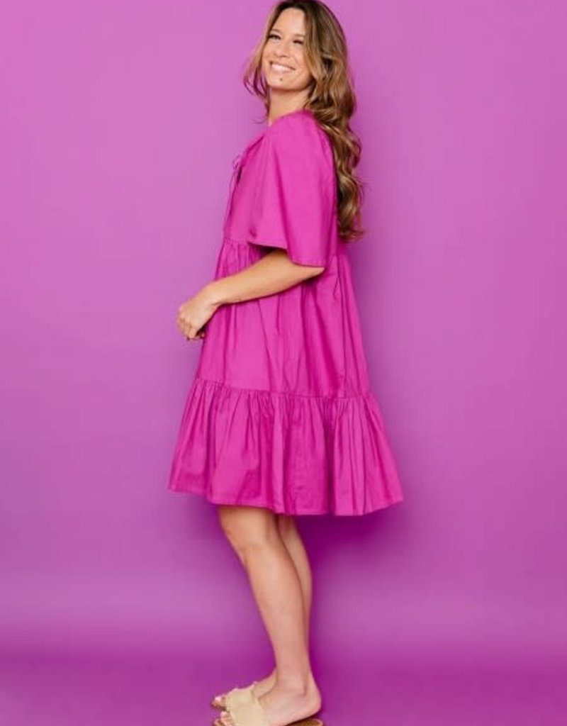 Mata Traders Adelaide Tiered Pink Mini Dress
