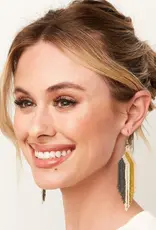 Ink & Alloy Dolly Grey Vertical Stripe Fringe Earrings